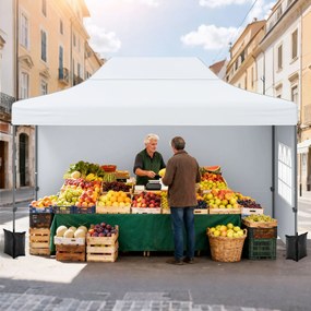 Tenda dobrável 431 x 291 cm, pop-up com 4 paredes amovíveis, altura ajustável, 4 x Sacos de areia, saco de transporte, rodas, impermeável, para pátio,
