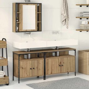 vidaXL Móveis para Banheiro com porta 3 pcs Castanho 80 x 30 x 60 cm