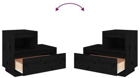 Mesas de cabeceira 2 pcs 60x34x51 cm pinho maciço preto