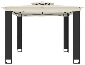 Gazebo com telhado duplo 2,94x2,94 m aço creme