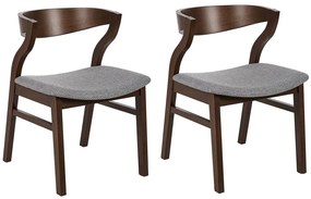 Conjunto de 2 cadeiras de jantar castanhas escuras e cinzentas MAROA Beliani