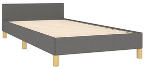 Estrutura de cama c/ cabeceira tecido 80x200 cm cinza-escuro