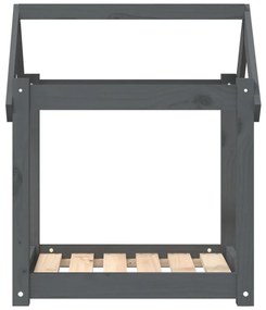 Cama para cães 61x50x70 cm madeira de pinho maciça cinza