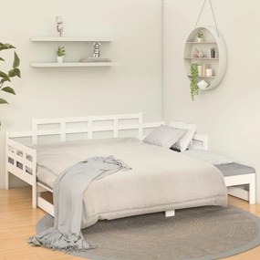 Estrutura sofá-cama de puxar 2x(80x200) cm pinho maciço branco