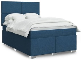Cama com molas/colchão 160x200 cm tecido azul