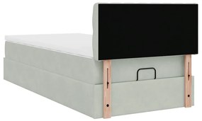 Estrutura de cama otomana com colchão cinza claro Veludo