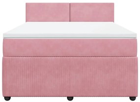 Cama com molas/colchão 160x200 cm veludo rosa