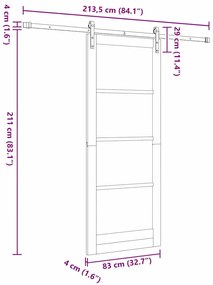 porta deslizante vidaXL com conjunto de ferragens Branca 83x232 cm Mad