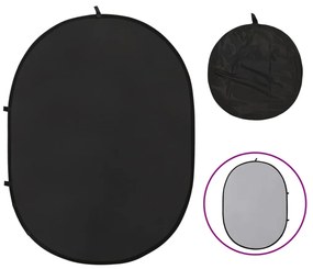 vidaXL Fundo de estúdio oval 2 em 1 200x150 cm preto e cinzento