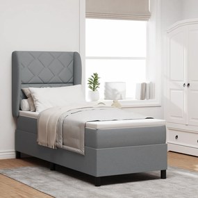 Cama Box com Colchão vidaXL em Cinza Claro, 80x200 cm, Tecido