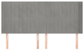 Cabeceira cama c/ abas veludo 163x16x118/128 cm cinzento-claro