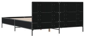 Estrutura de cama 160x200 cm derivados de madeira/metal preto