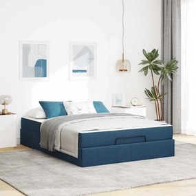 vidaXL Estrutura da Cama Azul 140 x 190 cm tecido