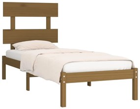 Estrutura de cama 100x200 cm madeira maciça castanho mel