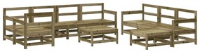 10 pcs conjunto lounge de jardim c/ almofadões pinho impregnado
