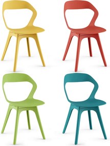 Conjunto de 4 cadeiras de jantar de plástico para cozinha modernas para sala de estar e receção Multicoloridas