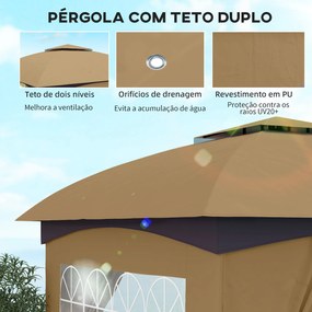 Tenda de Jardim 3,35x3,35 m Tenda de Exterior com Teto Duplo Paredes L