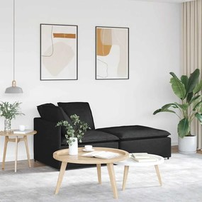 vidaXL Sofá modular com pufes e almofadas tecido preto
