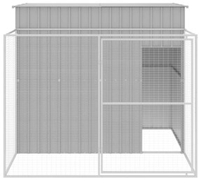 Casota cães c/ parque 214x253x181 cm aço galvaniz. cinza-claro