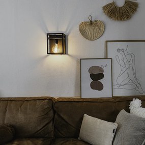 Candeeiro de parede inteligente preto com prateleira incl. Wifi G95 - Cage Rack