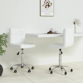 vidaXL Cadeiras de jantar giratórias 2 pcs couro artificial branco