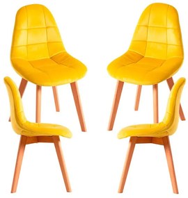 Pack 4 Cadeiras Kelen Veludo - Amarelo