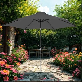 Guarda-sol solar LED Miami alumínio Ø270 cm proteção UV 80+ Antracite