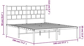 Estrutura de cama com cabeceira 140x190 cm metal preto