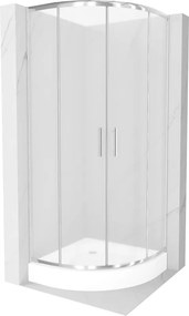 Mexen Rio cabine de duche semicircular 70 x 70 cm, fosco, cromado + base de duche, branco - 863-070-070-01-30-4710