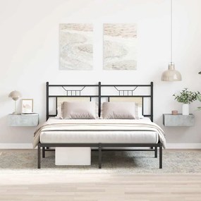 Mesa cabeceira suspensa 2pcs derivados madeira cinzento cimento