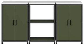 Conjunto de Armazenamento de Cozinha 3 pcs Verde Oliva