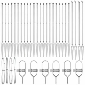 Posts de Cerca com Espeto, 26 pcs, Ø32 mm, 170 cm, Aço Galvanizado