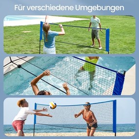 Rede de badminton, voleibol de 300 cm, ajustável em altura azul