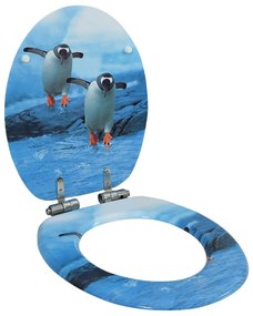 146917 vidaXL Assento de sanita com tampa de fecho suave MDF design pinguim
