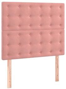Cama com molas/colchão 100x200 cm veludo rosa