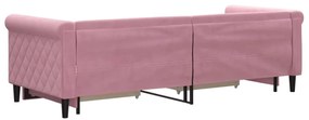 Sofá-cama com gavetão e gavetas 80x200 cm veludo rosa