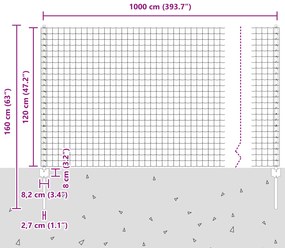 Cerca Euro com 10 Postes Cinza 1,2x10 m Aço