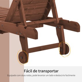 Espreguiçadeira de Madeira para Exterior Cadeira Reclinável de Jardim