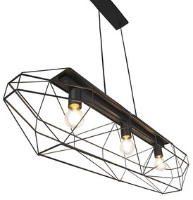 Candeeiro industrial suspenso preto 3 luzes - Carcaça Design,Moderno