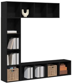 Estantes 3 pcs Carvalho Preto 36x30x143 cm Madeira engenheirada