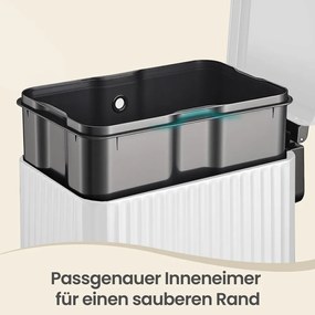Caixote do lixo de cozinha de 50 L, caixote do lixo com pedal e tampa com fecho suave Branco