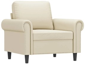 Poltrona com apoio de pés couro artificial 60 cm cor creme