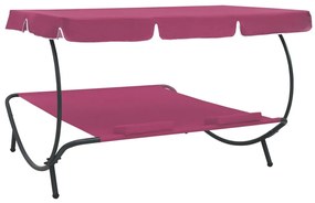 Espreguiçadeira com toldo e almofadas rosa