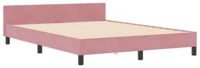 Cama vidaXL Rosa 140x200 cm Veludo