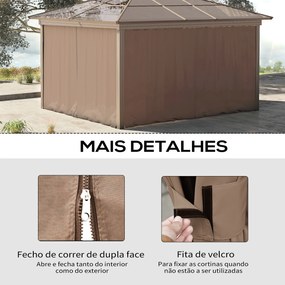 4 Paredes Laterais para Tenda 302x205 cm (Não incluida) Laterais para Tenda Universal com Ganchos e Argola em C para Jardim Terraço Castanhas