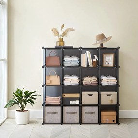 Armario arrumação DIY feita com 16 cubos (Gavetas não inluidas) 31 x 123 x 123 cm cinzento