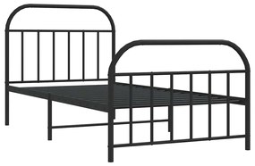 Estrutura de cama com cabeceira e pés 100x200 cm metal preto