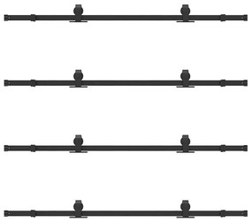 Kit de ferragens para porta deslizante 366 cm aço preto