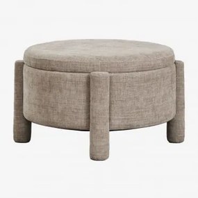 Puff Redondo Ø70 Cm Com Armazenamento Estofado Cleo Tecido Toupeira - Sklum