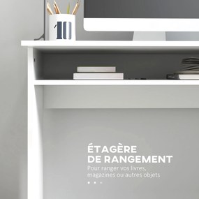 Secretária de escritório simples, elegante e compacta com 1 prateleira, em aglomerado, dim. 90 x 50 x 74 cm, lacada a branco